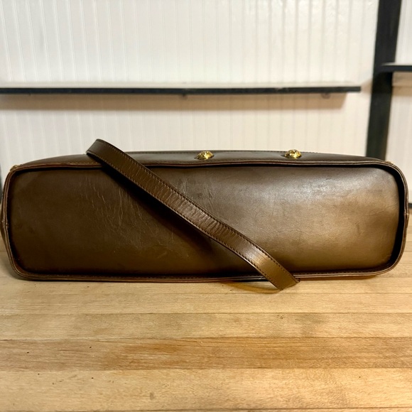 Salvatore Ferragamo Brown Calfskin Leather Studded Gancini Top Handle Bag - Picture 8 of 14